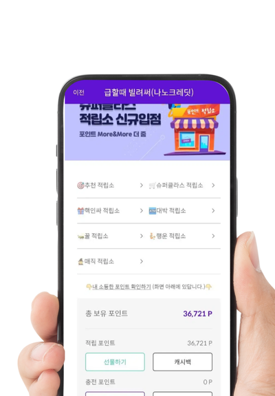 포인트 적립소 — 앱 목업
